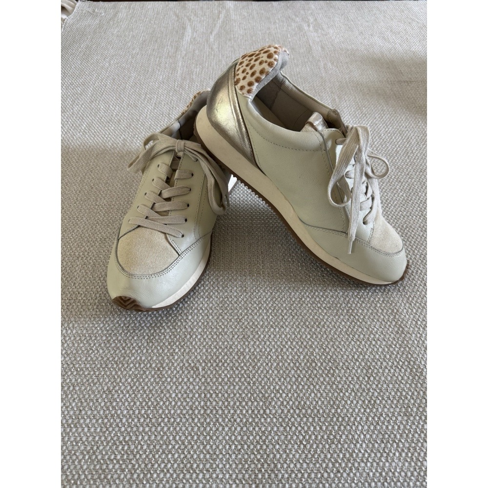 Birdies Roadrunner Sneaker in Terrain Leather Gold‎ & Cheetah accents Size 11